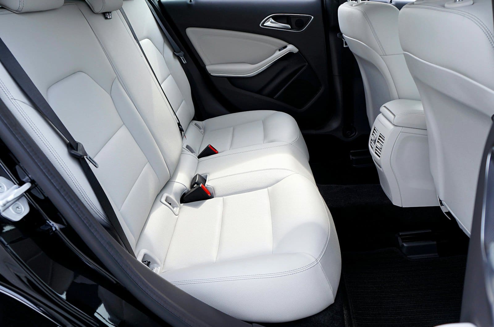 Cream leather rear seats after a deep clean